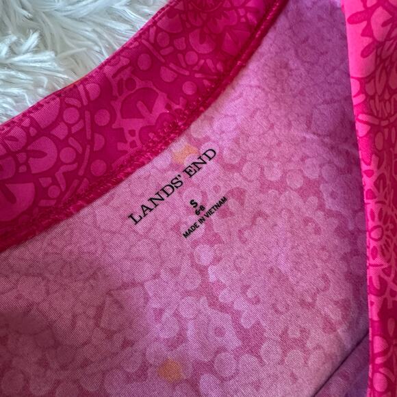 Lands’ End Pink Geometric Shift Dress Size S Bright Casual Tunic Dress - Picture 7 of 9